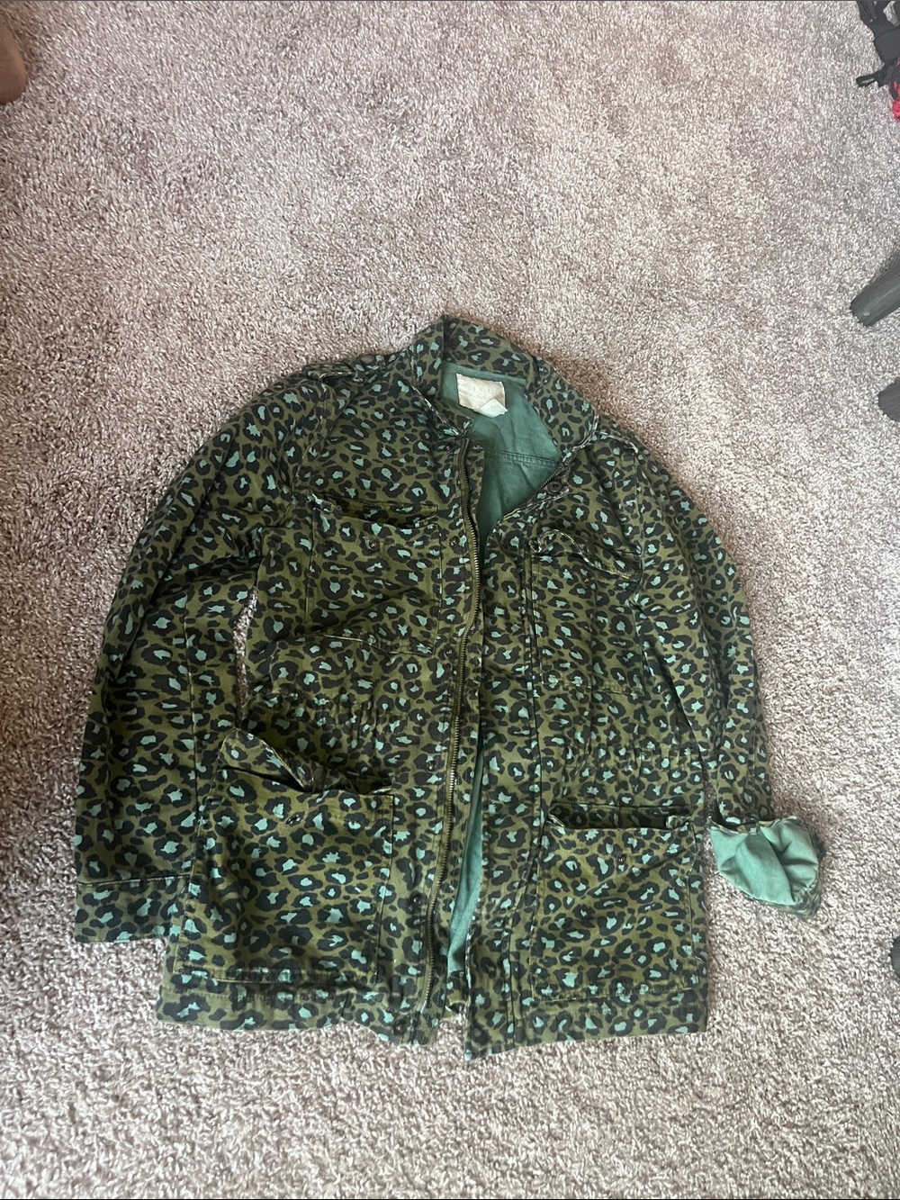 Forever 21 Olive Green Leopard Print Jacket